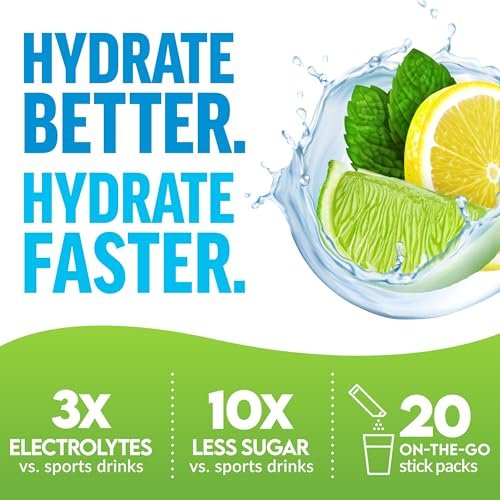 Force Factor Liquid Labs Elektrolyt-Pulver Beutel – Zitrone-Limette – Hydrationsbeutel für Elektrolytwasser mit 5 essentiellen Elektrolyten, Vitaminen, Mineralien und Antioxidantien, 20 Sticks