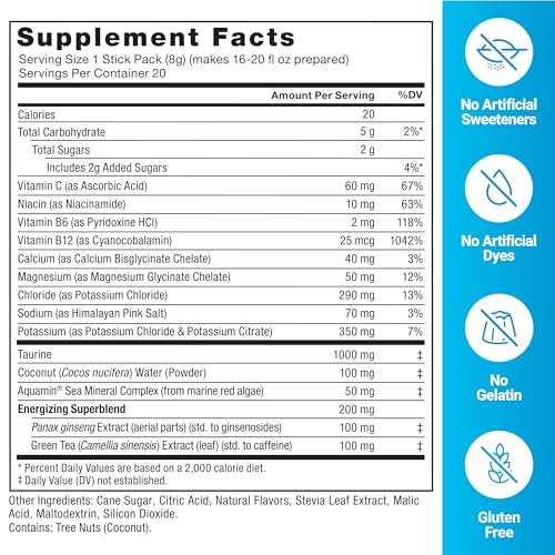 Force Factor Liquid Labs Energy Drink, Elektrolyt-Pulver, Hydrationsbeutel für Energie & Fokus, 5 essentielle Elektrolyte, Vitamine, Mineralien & Antioxidantien, Geschmack: Fruchtpunsch, 20 Stick-Packs