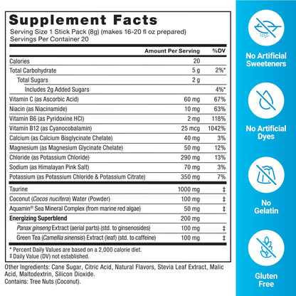 Force Factor Liquid Labs Energy Drink, Elektrolyt-Pulver, Hydrationsbeutel für Energie & Fokus, 5 essentielle Elektrolyte, Vitamine, Mineralien & Antioxidantien, Geschmack: Fruchtpunsch, 20 Stick-Packs