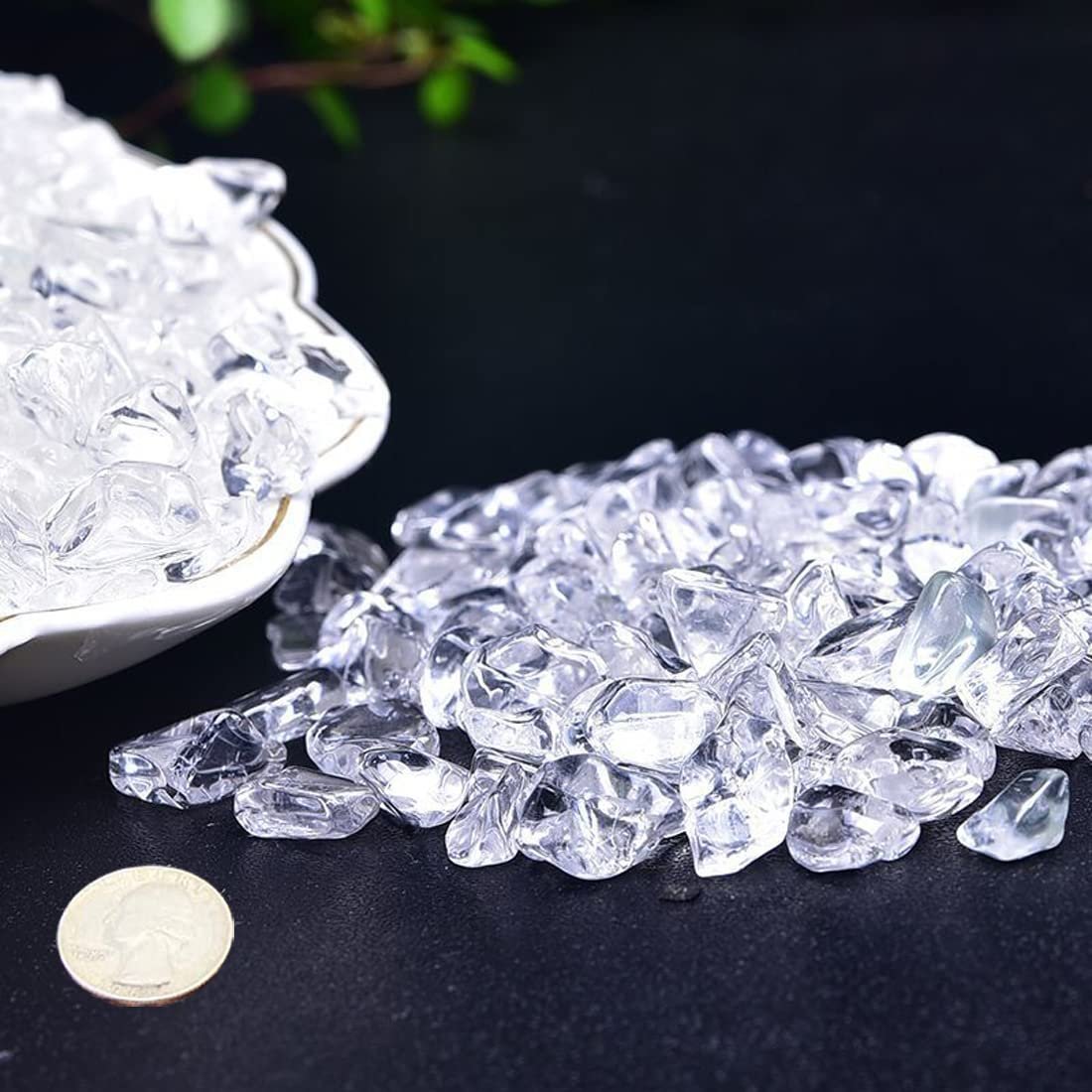 Natürliche Klar-Quarz Tumbled Chips, zerkleinerte Kristallsteine, 7-9 mm polierte Heilsteine für Reiki, Schmuckherstellung und Wohnkultur