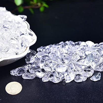 Natürliche Klar-Quarz Tumbled Chips, zerkleinerte Kristallsteine, 7-9 mm polierte Heilsteine für Reiki, Schmuckherstellung und Wohnkultur