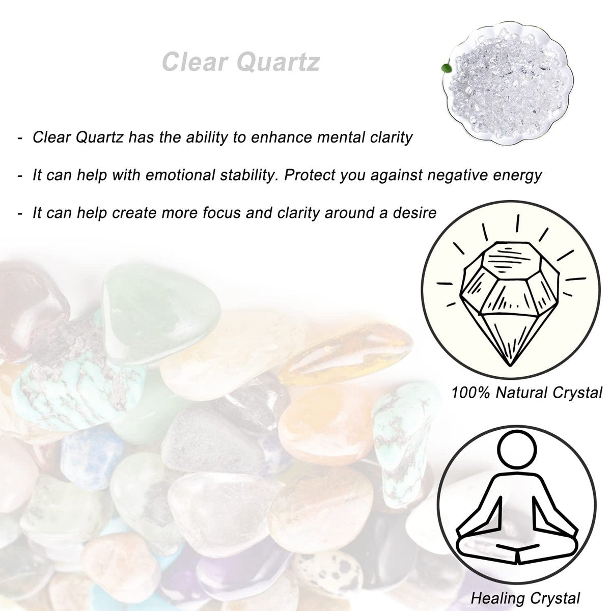 Natürliche Klar-Quarz Tumbled Chips, zerkleinerte Kristallsteine, 7-9 mm polierte Heilsteine für Reiki, Schmuckherstellung und Wohnkultur