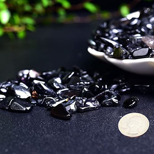 Natürliche schwarze Obsidian Tumbled Chips, 7-9 mm polierte Heilsteine für Schmuckherstellung und Wohnkultur