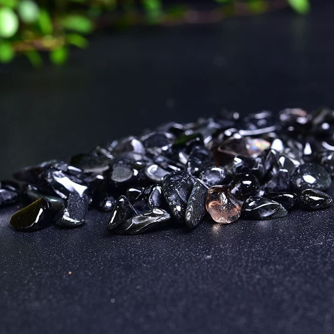 Natürliche schwarze Obsidian Tumbled Chips, 7-9 mm polierte Heilsteine für Schmuckherstellung und Wohnkultur