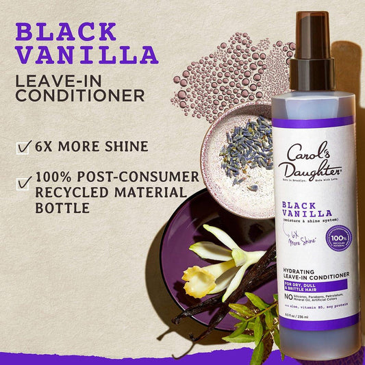Carol's Daughter & Disneys Arielle, die Meerjungfrau – Pflegeset für lockiges Haar, mit Black Vanilla Leave-In Conditioner Spray, Kinderbürste und Kamm, 237 ml