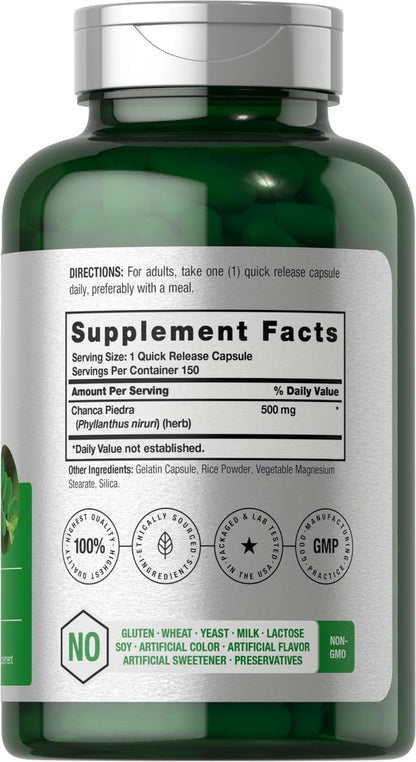 Horbäach Chanca Piedra Kapseln | 500 mg | 150 Stück | Nicht-GVO & Glutenfrei