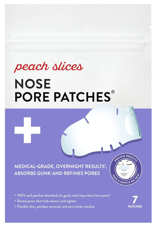Peach Slices - Nasenporen-Patches (7 Stück) - Über-Nacht-Blackhead-Entferner - Porenstreifen - Absorbiert Unreinheiten - Dünn, Flexibel & Schmerzfrei - Hydrokolloid-Patches - Vegan & Tierversuchsfrei - Koreanische Hautpflege & Beauty