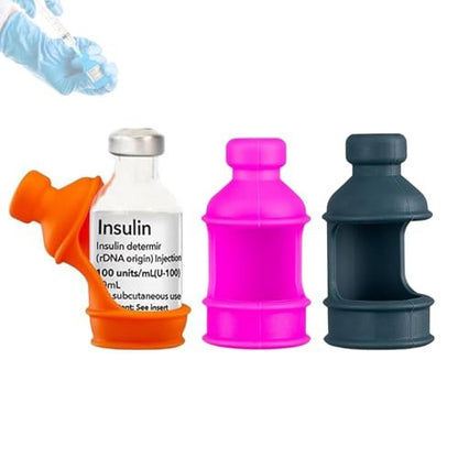 3er-Pack Insulin-Vial-Flaschenschoner für Diabetiker, Silikon-Schutzhülle zum Schutz vor Bruch, geeignet für 10-ml-Kurzzeit-Insulin-Vials (Pink, Orange, Grau)
