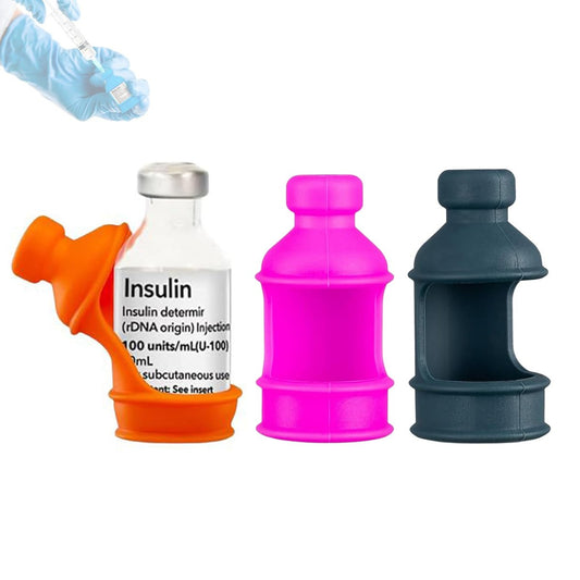 3er-Pack Insulin-Vial-Flaschenschoner für Diabetiker, Silikon-Schutzhülle zum Schutz vor Bruch, geeignet für 10-ml-Kurzzeit-Insulin-Vials (Pink, Orange, Grau)