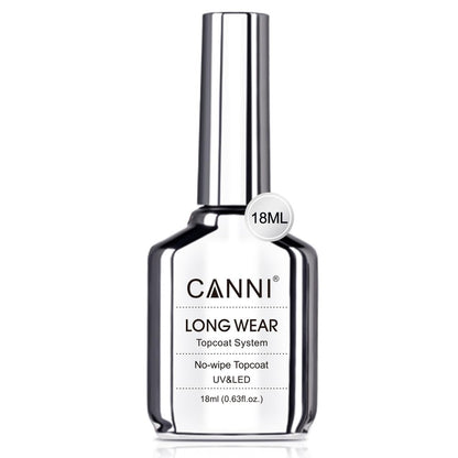 CANNI 18ml No Wipe Gel Top Coat – Kratzfestes Gel-Nagellack Überlack, Hochglänzend und Lang anhaltend, Klarer Überlack, für LED-Nagellampe, Nagelkunst-Set