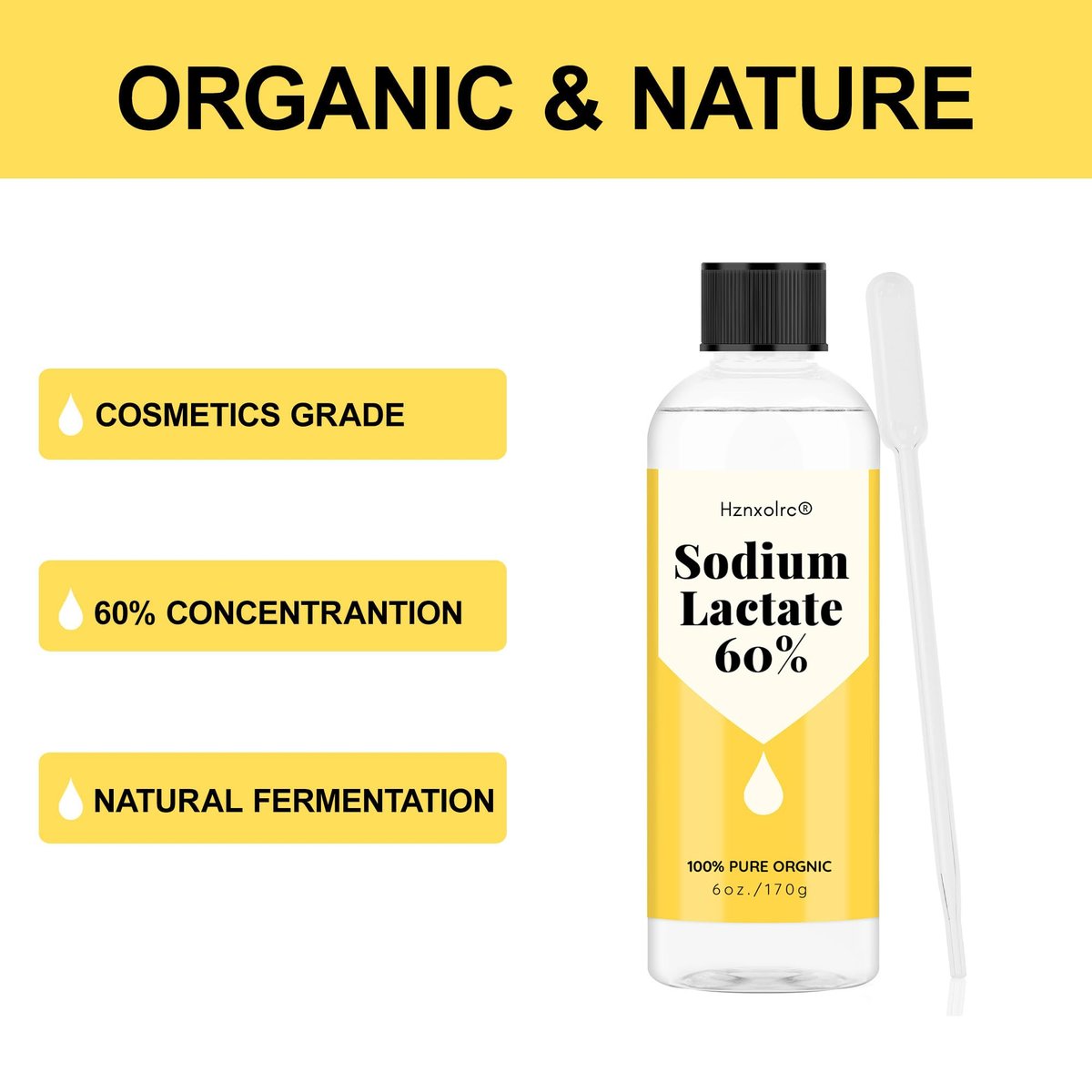 6 Unzen Natriumlactat für Seifenherstellung & Lotionen, Premium Natriumlactat Flüssigkeit, 60% Konzentration, Kosmetikqualität, Feuchtigkeitsspendend Anti-Aging, Macht Seife härter und schneller entformbar