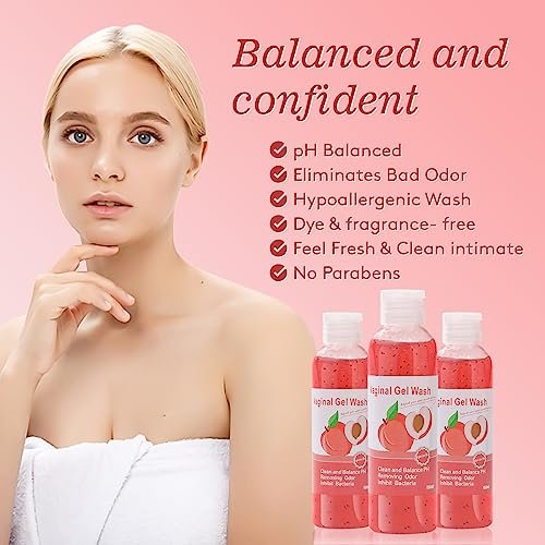 Feminine Wash & Yoni Oil & Yoni Seife Set für Frauen – Yoni Wash für vaginales pH-Gleichgewicht, Geruchsentfernung, Yoni Oil zur Feuchtigkeitspflege – 1 Fl.Oz Feminine Oil & 5,07 Fl.Oz Vaginalgel & 3,53 Oz Yoni Seife Pfirsich