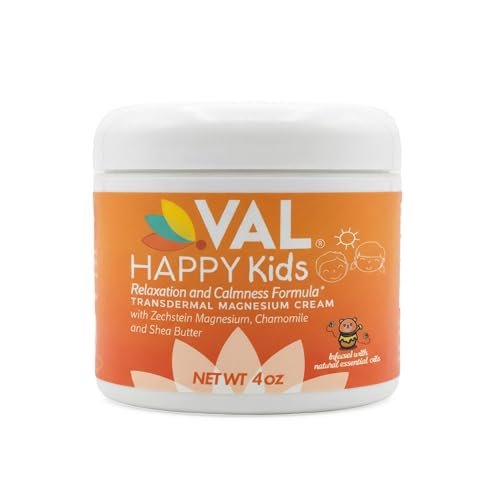 VAL Magnesium Creme für Kinder | Entspannung für Tag & Nacht | Sanftes Zechstein Magnesiumchlorid | mit Kamille, Sheabutter & ätherischen Ölen | Hergestellt in den USA | 118 ml