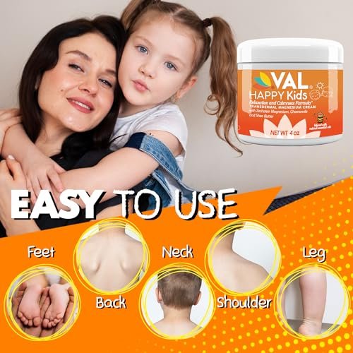 VAL Magnesium Creme für Kinder | Entspannung für Tag & Nacht | Sanftes Zechstein Magnesiumchlorid | mit Kamille, Sheabutter & ätherischen Ölen | Hergestellt in den USA | 118 ml
