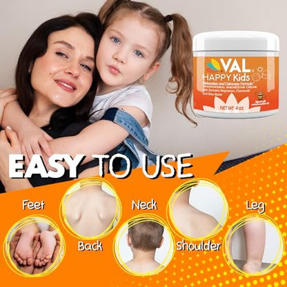 VAL Magnesium Creme für Kinder | Entspannung für Tag & Nacht | Sanftes Zechstein Magnesiumchlorid | mit Kamille, Sheabutter & ätherischen Ölen | Hergestellt in den USA | 118 ml