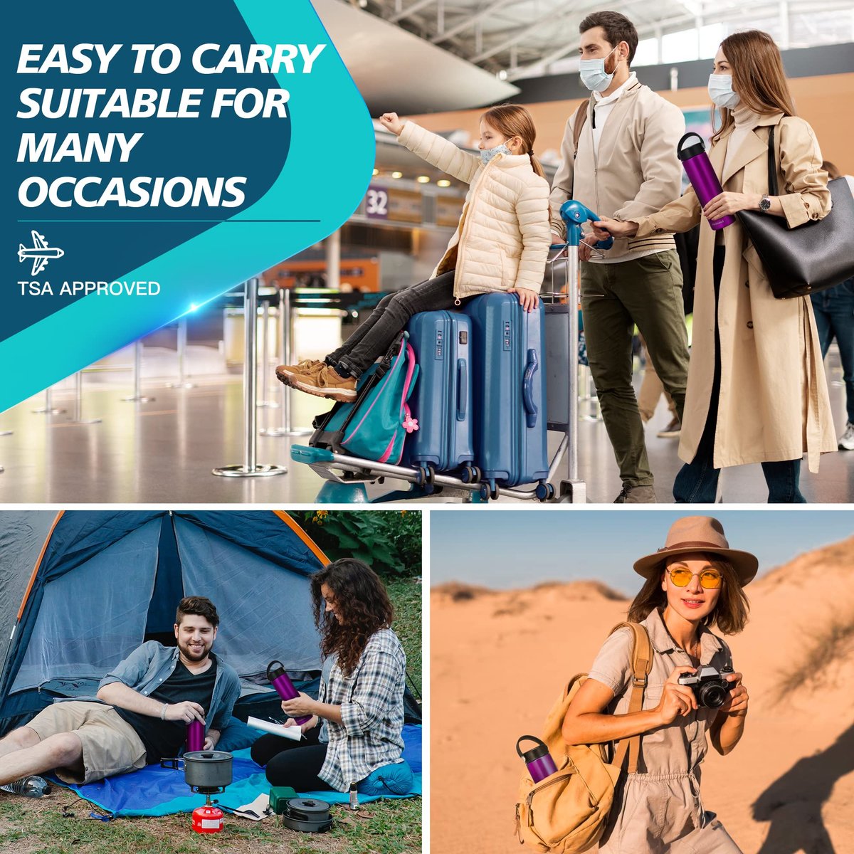 Medineed Insulin Kühltasche für Reisen TSA-geprüft, tragbare Medikamentenkühlbox mit Kühlakkus, Diabetes-Reiseorganizer für 1-4 Pens und Zubehör (Lila)