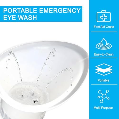 WASH+OUT Augen-Spülbecher – Tragbare Notfall-Augendusche – Schraubt auf die meisten Wasserflaschen – Spült Augen in Sekunden – 3er-Pack