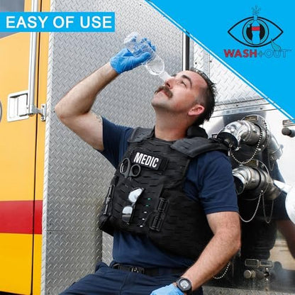 WASH+OUT Augen-Spülbecher – Tragbare Notfall-Augendusche – Schraubt auf die meisten Wasserflaschen – Spült Augen in Sekunden – 3er-Pack