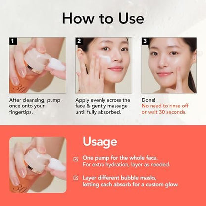 MENOKIN 30 Sekunden Quick Bubble Mask [MOIST] – Hyaluronsäure-Mikrobläschen, 8 Typen für 96% Feuchtigkeitsverbesserung, intensive Hydratation, Niacinamid, koreanische Hautpflege, 70 Anwendungen, 95 ml