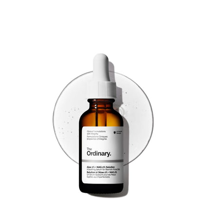 The Ordinary Aloe 2% + NAG 2% Lösung – Beruhigt die Haut und mildert Post-Akne-Flecken, 30 ml