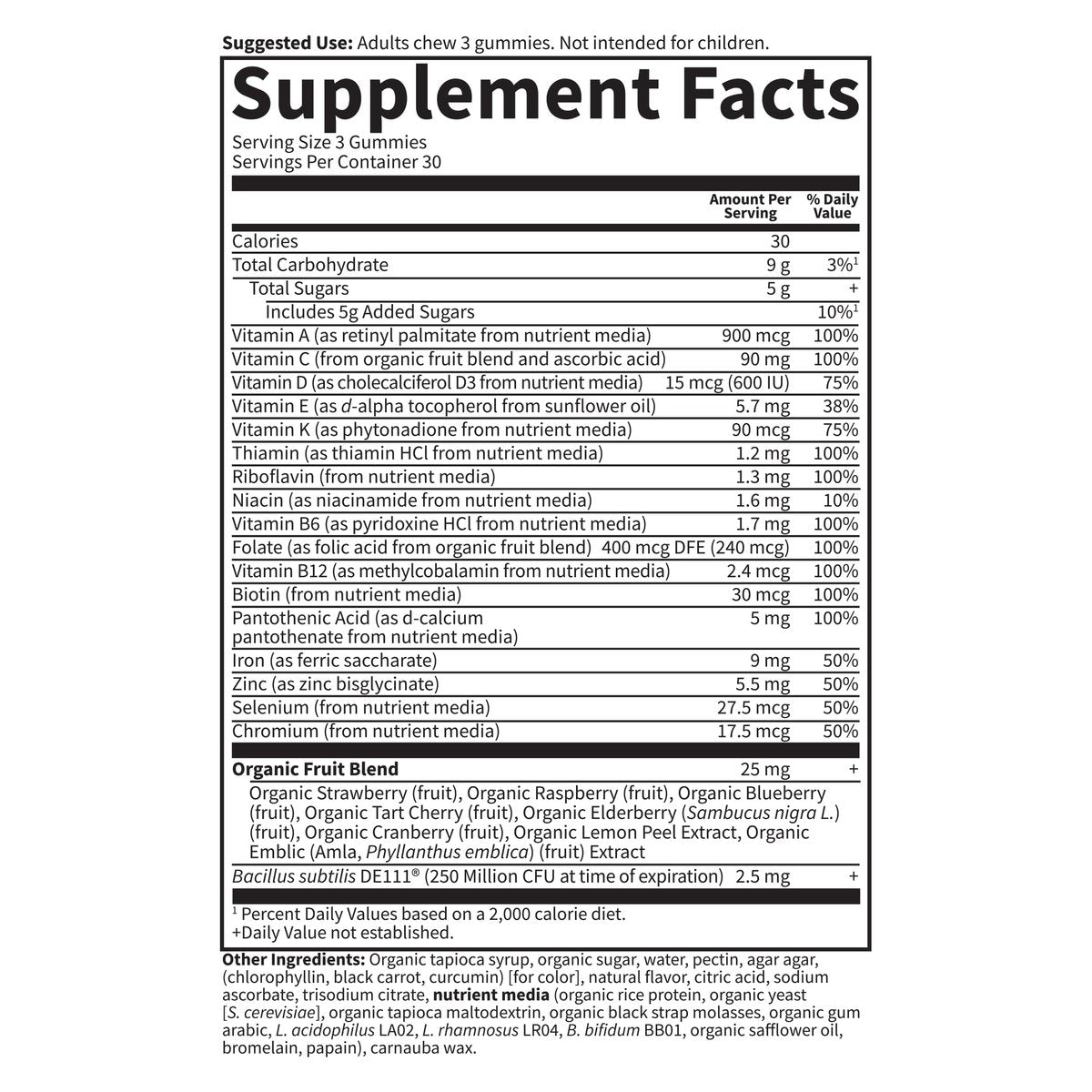 Garden of Life Vitamin Code Women’s Multivitamin Gummies mit Eisen – Folsäure, Biotin, D3 & B12 für Haare, Haut & Nägel + Probiotika für Immunsystem & Verdauung, Non-GMO, glutenfrei, 90 Kirschgummis