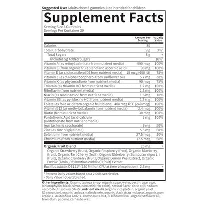 Garden of Life Vitamin Code Women’s Multivitamin Gummies mit Eisen – Folsäure, Biotin, D3 & B12 für Haare, Haut & Nägel + Probiotika für Immunsystem & Verdauung, Non-GMO, glutenfrei, 90 Kirschgummis
