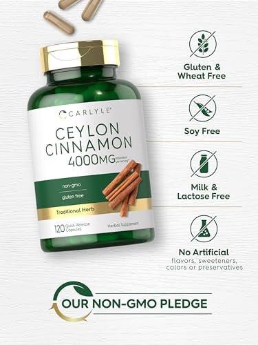 Carlyle Ceylon-Zimt Kapseln | 120 Stück | Nicht-GVO & Glutenfrei Nahrungsergänzungsmittel