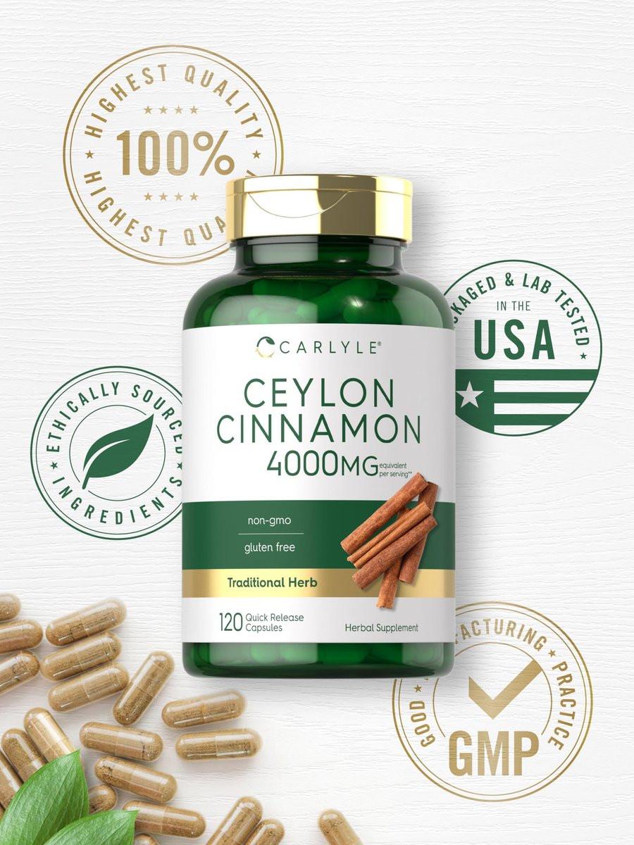 Carlyle Ceylon-Zimt Kapseln | 120 Stück | Nicht-GVO & Glutenfrei Nahrungsergänzungsmittel