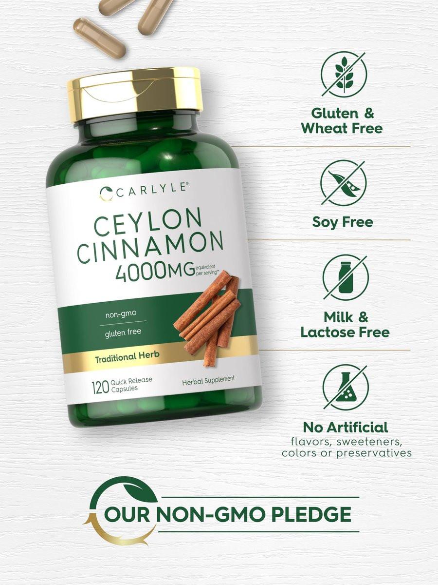 Carlyle Ceylon-Zimt Kapseln | 120 Stück | Nicht-GVO & Glutenfrei Nahrungsergänzungsmittel