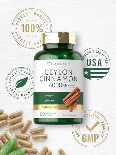 Carlyle Ceylon-Zimt Kapseln | 120 Stück | Nicht-GVO & Glutenfrei Nahrungsergänzungsmittel