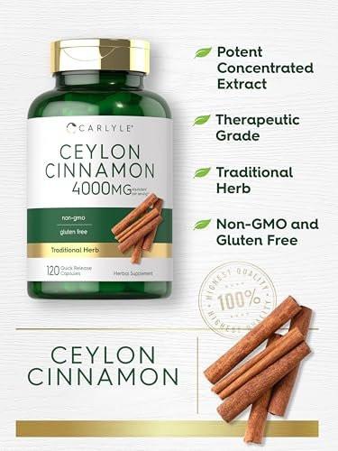 Carlyle Ceylon-Zimt Kapseln | 120 Stück | Nicht-GVO & Glutenfrei Nahrungsergänzungsmittel