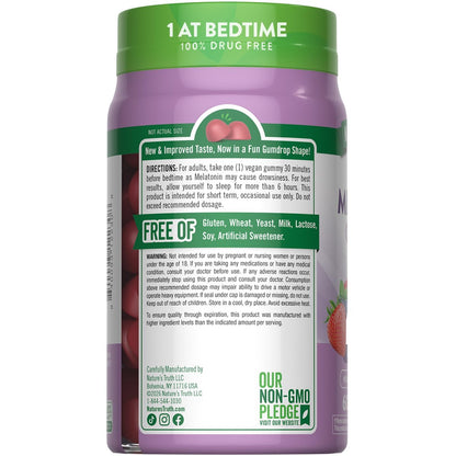 Nature's Truth Melatonin Gummis 5mg | 60 Stück | Mischbeere Geschmack | Vegan, Nicht-GVO & Glutenfrei