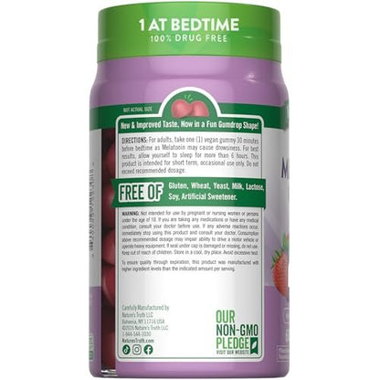 Nature's Truth Melatonin Gummis 5mg | 60 Stück | Mischbeere Geschmack | Vegan, Nicht-GVO & Glutenfrei