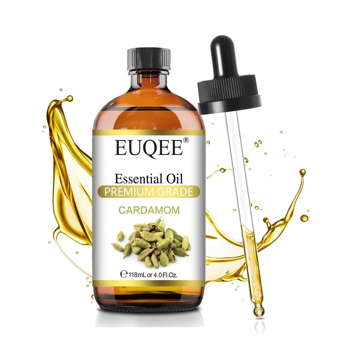 EUQEE Kardamom Ätherisches Öl 118 ml - Premium Kardamomöl mit Glaspipette, ideal für Diffuser, Kerzen- und Seifenherstellung - 4oz