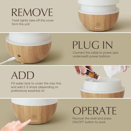 SALKING 100ml Ultraschall Aromatherapie Diffuser – Auto-Abschaltung, Kaltnebel-Lufterfrischer mit warmweißem Licht für Büro & Zuhause