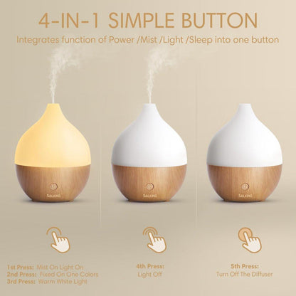 SALKING 100ml Ultraschall Aromatherapie Diffuser – Auto-Abschaltung, Kaltnebel-Lufterfrischer mit warmweißem Licht für Büro & Zuhause
