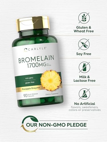 Carlyle Bromelain 1700 mg | 90 Kapseln | Ananas-Enzym-Präparat | Non-GMO und Glutenfrei