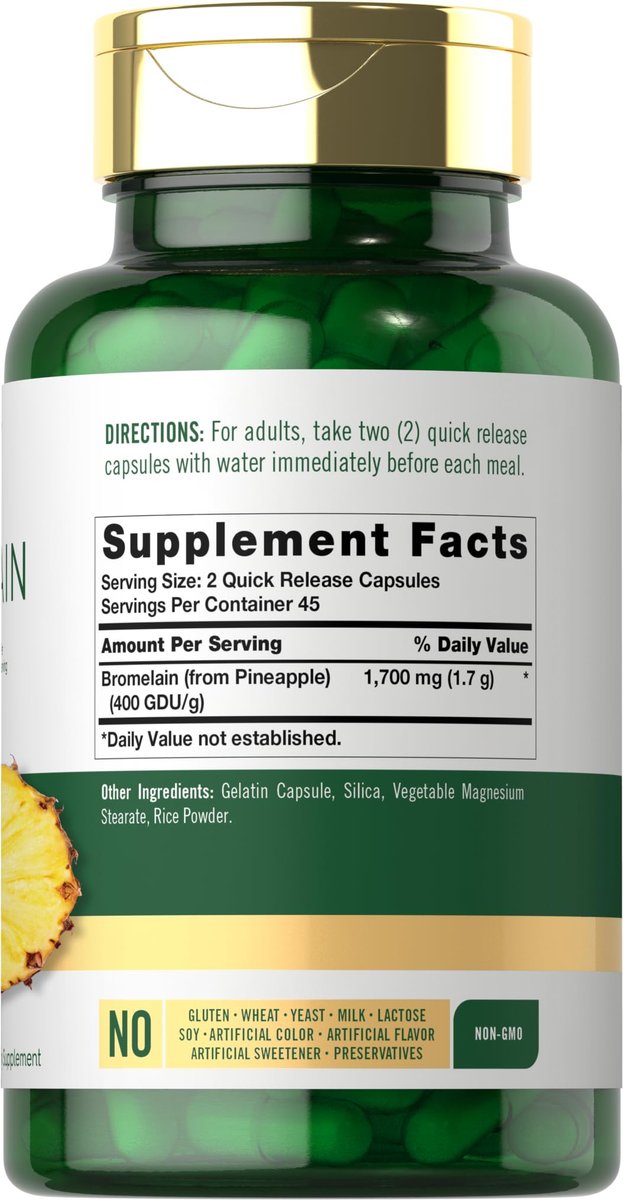 Carlyle Bromelain 1700 mg | 90 Kapseln | Ananas-Enzym-Präparat | Non-GMO und Glutenfrei