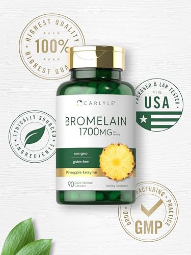 Carlyle Bromelain 1700 mg | 90 Kapseln | Ananas-Enzym-Präparat | Non-GMO und Glutenfrei