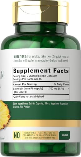 Carlyle Bromelain 1700 mg | 90 Kapseln | Ananas-Enzym-Präparat | Non-GMO und Glutenfrei