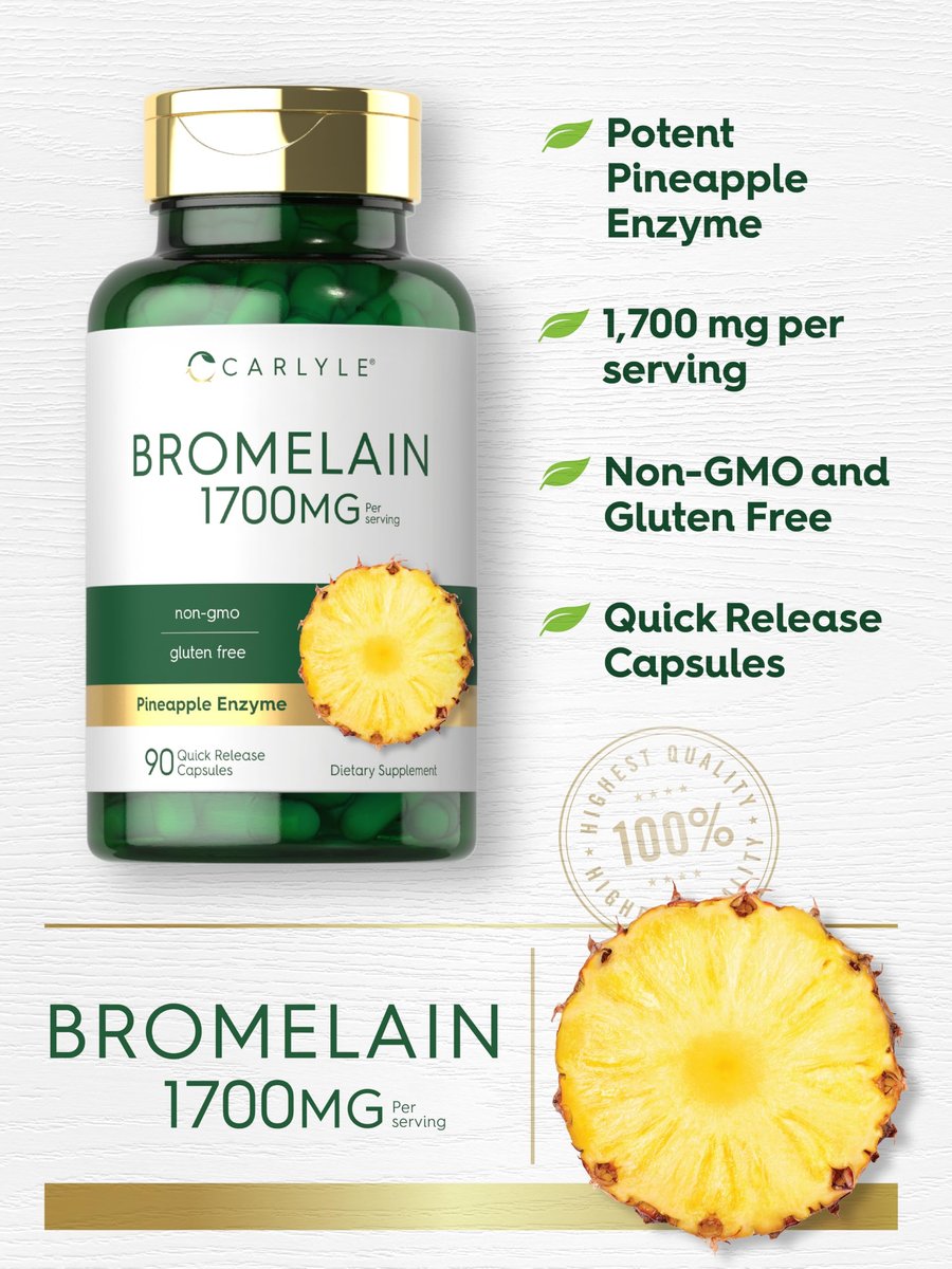 Carlyle Bromelain 1700 mg | 90 Kapseln | Ananas-Enzym-Präparat | Non-GMO und Glutenfrei