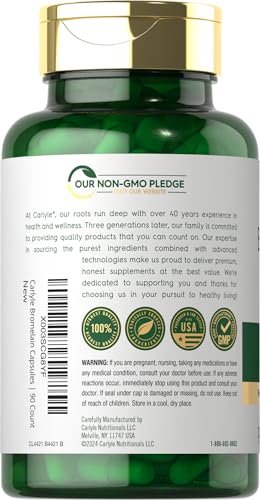Carlyle Bromelain 1700 mg | 90 Kapseln | Ananas-Enzym-Präparat | Non-GMO und Glutenfrei