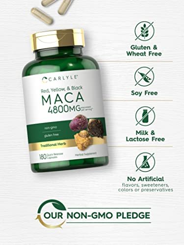 Carlyle Maca-Wurzel Kapseln für Frauen & Männer | 180 Kapseln | Hochpotenter Extrakt | Nicht-GVO & Glutenfrei