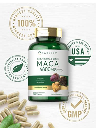 Carlyle Maca-Wurzel Kapseln für Frauen & Männer | 180 Kapseln | Hochpotenter Extrakt | Nicht-GVO & Glutenfrei