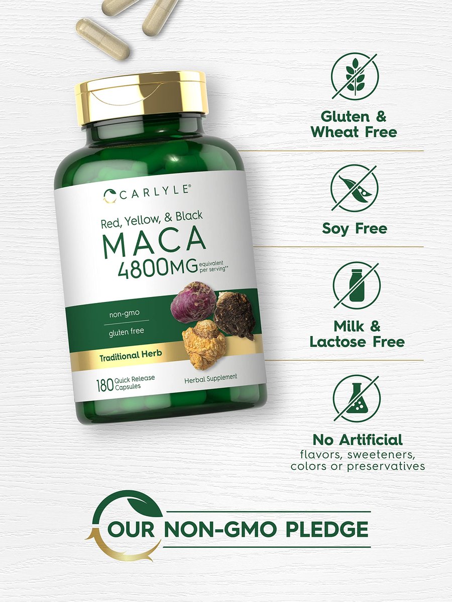 Carlyle Maca-Wurzel Kapseln für Frauen & Männer | 180 Kapseln | Hochpotenter Extrakt | Nicht-GVO & Glutenfrei