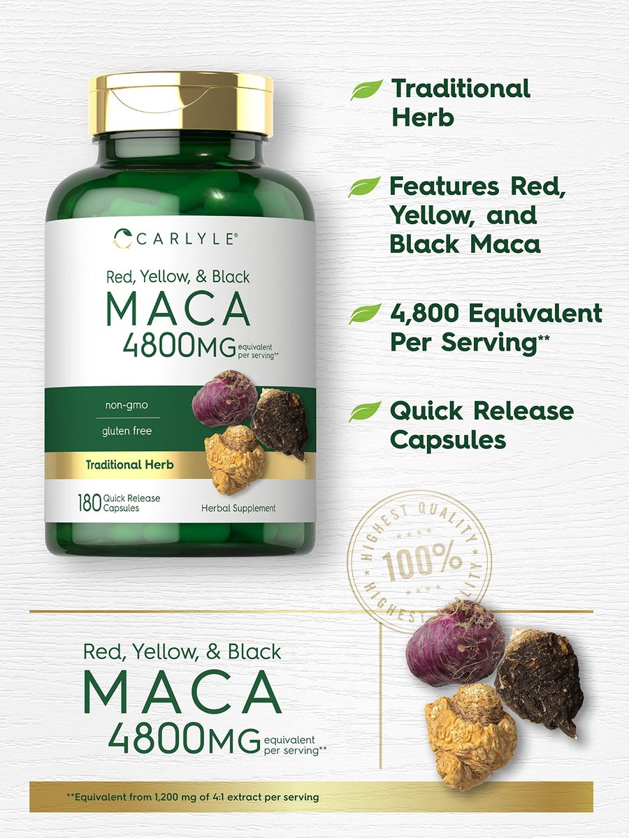 Carlyle Maca-Wurzel Kapseln für Frauen & Männer | 180 Kapseln | Hochpotenter Extrakt | Nicht-GVO & Glutenfrei
