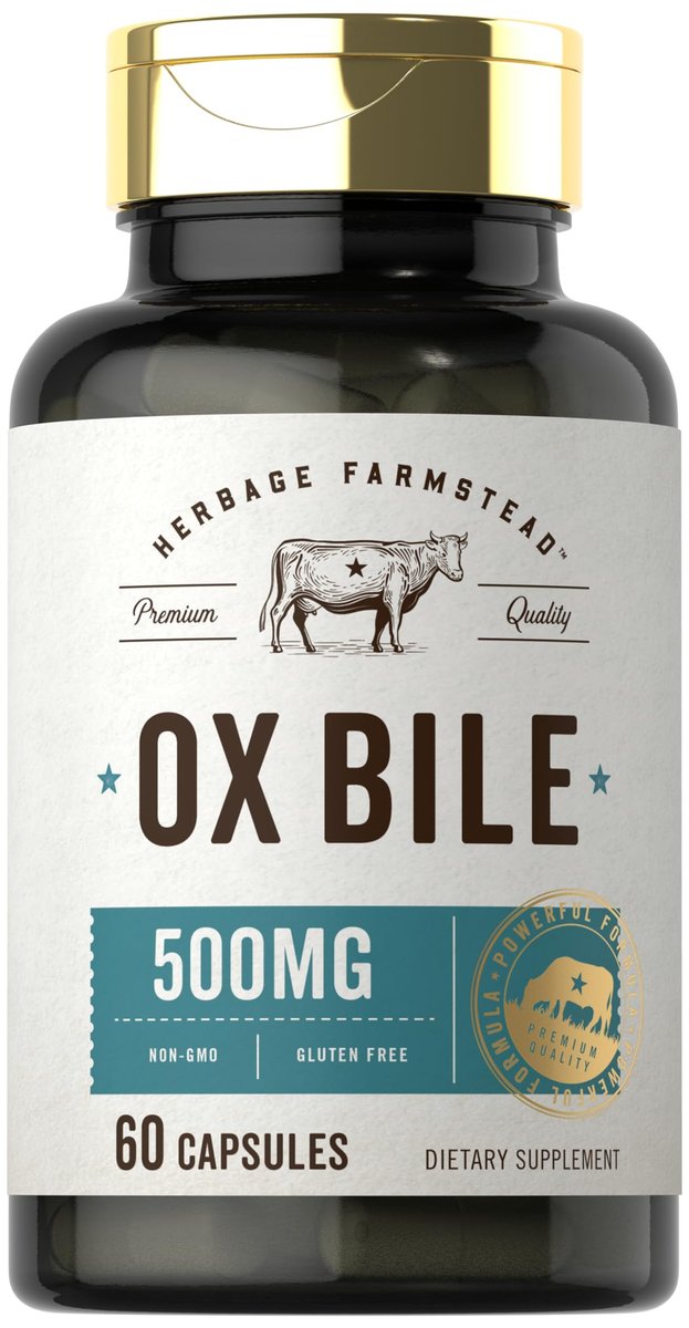 Carlyle Ox Galle Supplement 500 mg | 60 Kapseln | Verdauungsenzyme | Non-GMO & Glutenfrei | von Herbage Farmstead