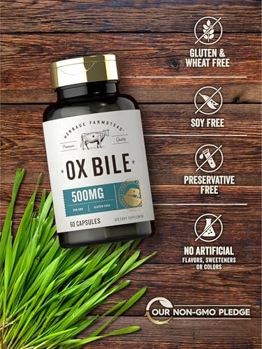 Carlyle Ox Galle Supplement 500 mg | 60 Kapseln | Verdauungsenzyme | Non-GMO & Glutenfrei | von Herbage Farmstead