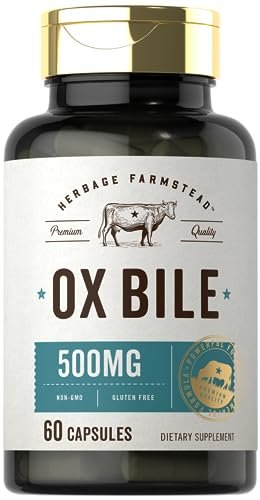 Carlyle Ox Galle Supplement 500 mg | 60 Kapseln | Verdauungsenzyme | Non-GMO & Glutenfrei | von Herbage Farmstead