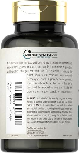 Carlyle Ox Galle Supplement 500 mg | 60 Kapseln | Verdauungsenzyme | Non-GMO & Glutenfrei | von Herbage Farmstead